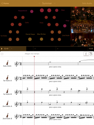 Screenshot from the Vivaldi Four Seasons app