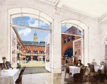 Artist's impression of new Quad viewed from the cafe in the foyer